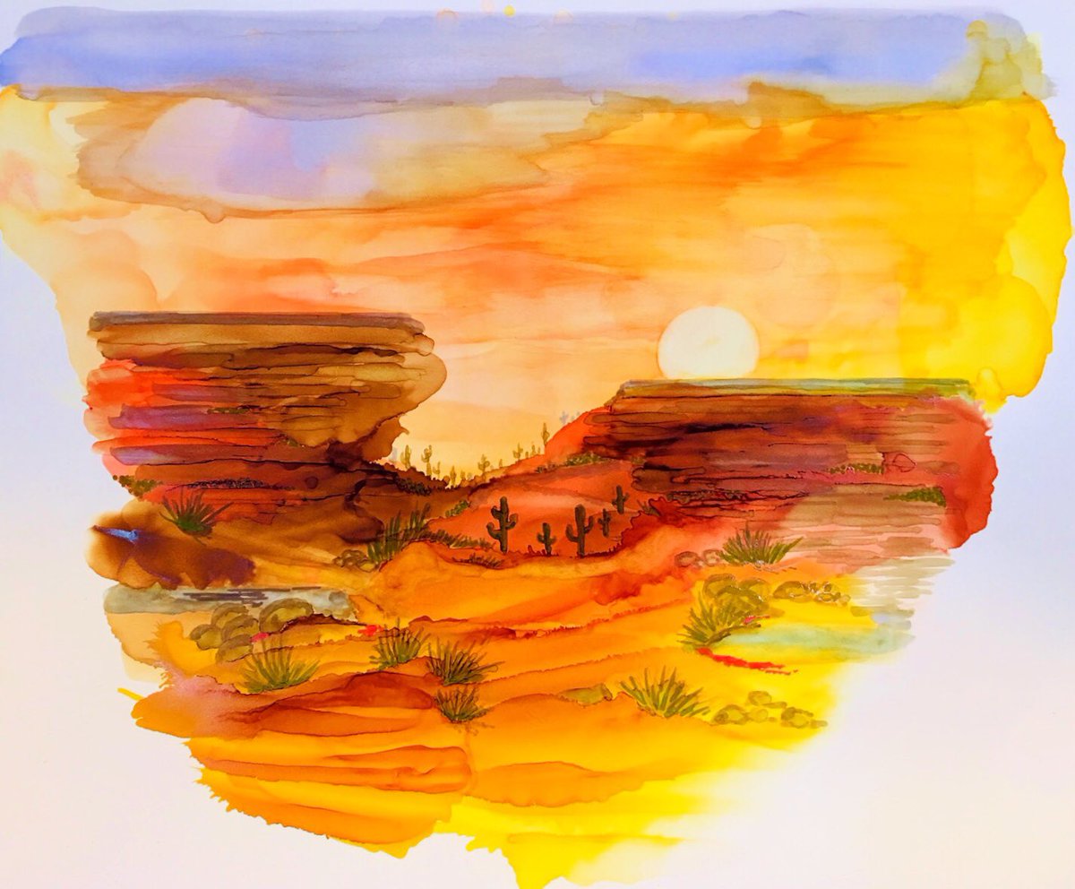 chickweedwomen's tweet photo. ‘Painted Desert’ ~ alcohol ink on 11x14 mineral paper. #ArtBySue #alcoholinkart #alcoholinkartist #alcoholink #thinkpositivedopositive https://t.co/KGNoSm0q8x
