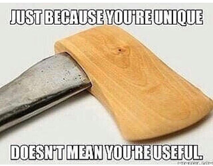 CauseWereGuys's tweet photo. Just because you’re unique, doesn’t mean your useful https://t.co/znIv4ODRG4