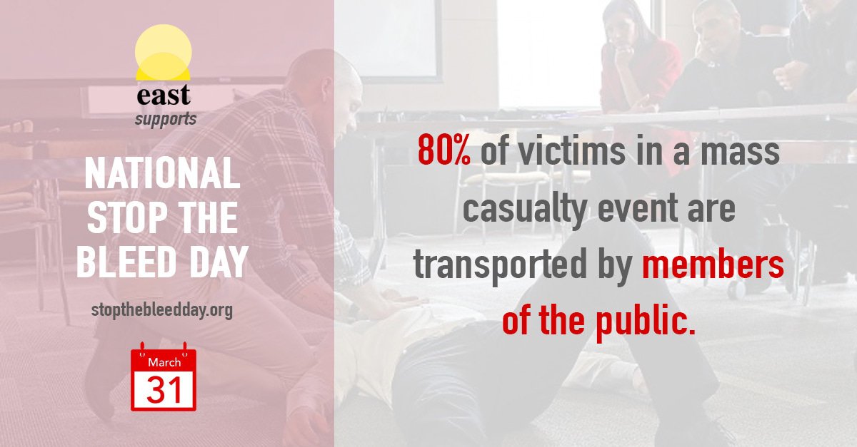 EAST_TRAUMA's tweet photo. 80%? Wow, that's a big number. This is just one reason why it's so important for people to be educated. You never know when you will need to save a life. #NationalStoptheBleedDay

For more information on how to train or be trained, visit https://t.co/4Ndojib2mt. https://t.co/OljV3HyHyG