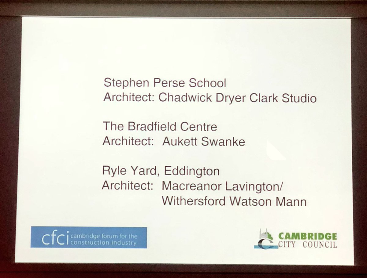 CambAhead's tweet photo. Huge congratulations to the winners! RT @CFCICambridge "Large Building Award: Three winners - well that was unexpected! @SPFSeniors @StephenPerse @BradfieldCentre @CDC_Studio @AukettSwanke @MaccLav @NWCambridge #DCA17 https://t.co/PKsm986ezY