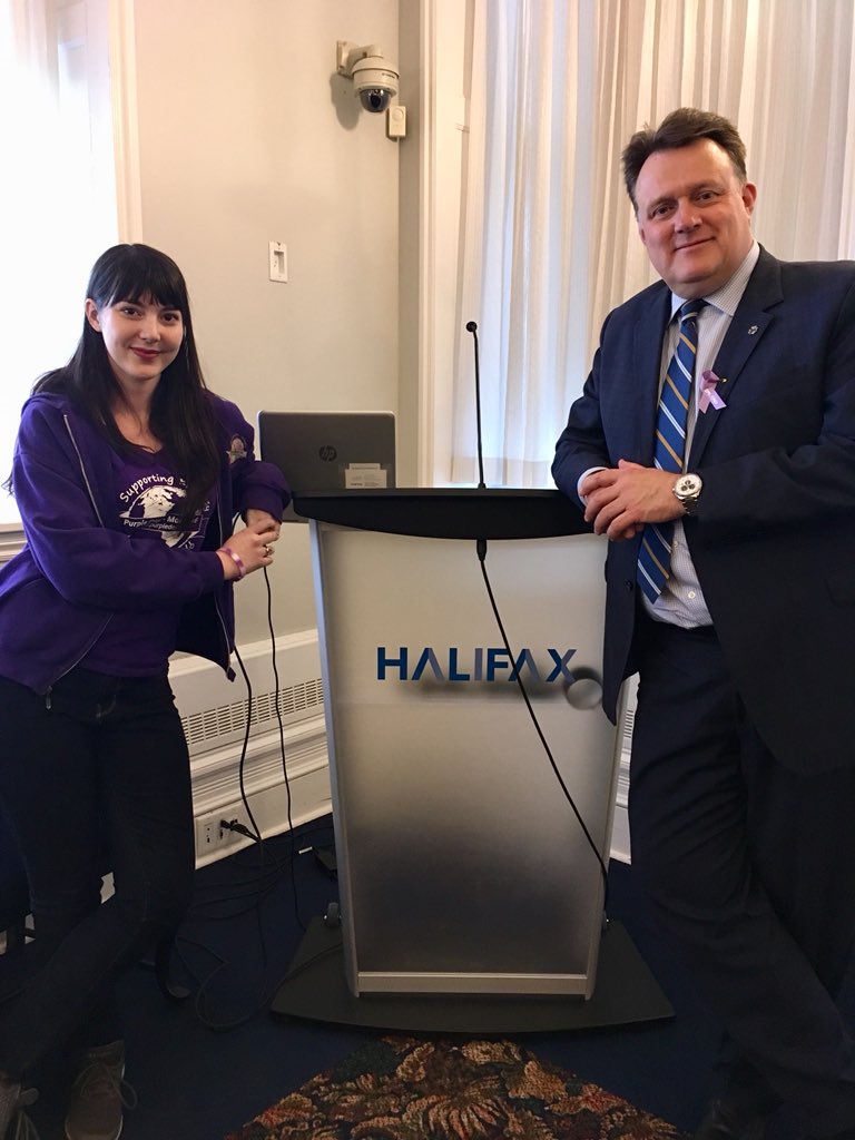 MikeSavageHFX's tweet photo. Celebrating the 10th anniversary of Purple Day with the unstoppable Cassidy - an amazing young woman who took an idea and turned it into a global epilepsy awareness campaign #PurpleDay @TonyMancini_NS https://t.co/EFKqXgIk2N