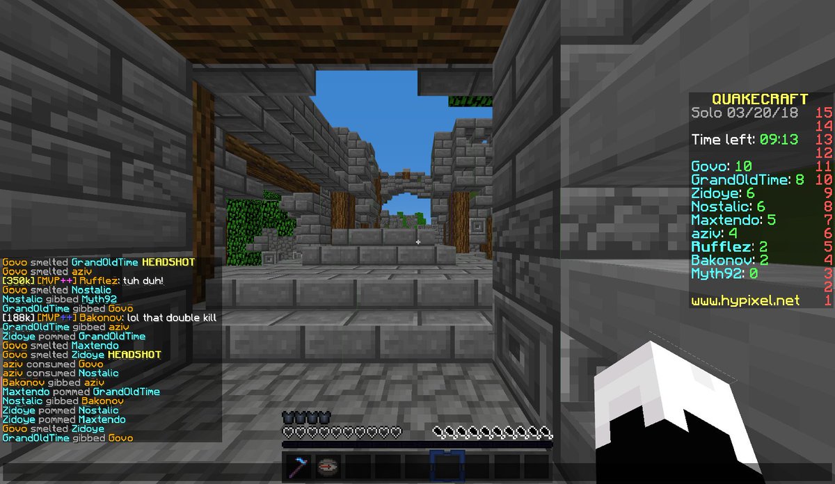 RufflezHypixel's tweet photo. Faves from my 100K solo/250K team kills quake party ๐ An extra kill in solo to match the oops one in teams and a new # for my kill prefix ๐ Working around the 8 ppl solo party limit was fun ๐Thanks everyone! โค๏ธPart 2/2 @HypixelNetwork #QuakeFTW #ILoveQuake #recklesslyamazing https://t.co/49SD1l82Pa