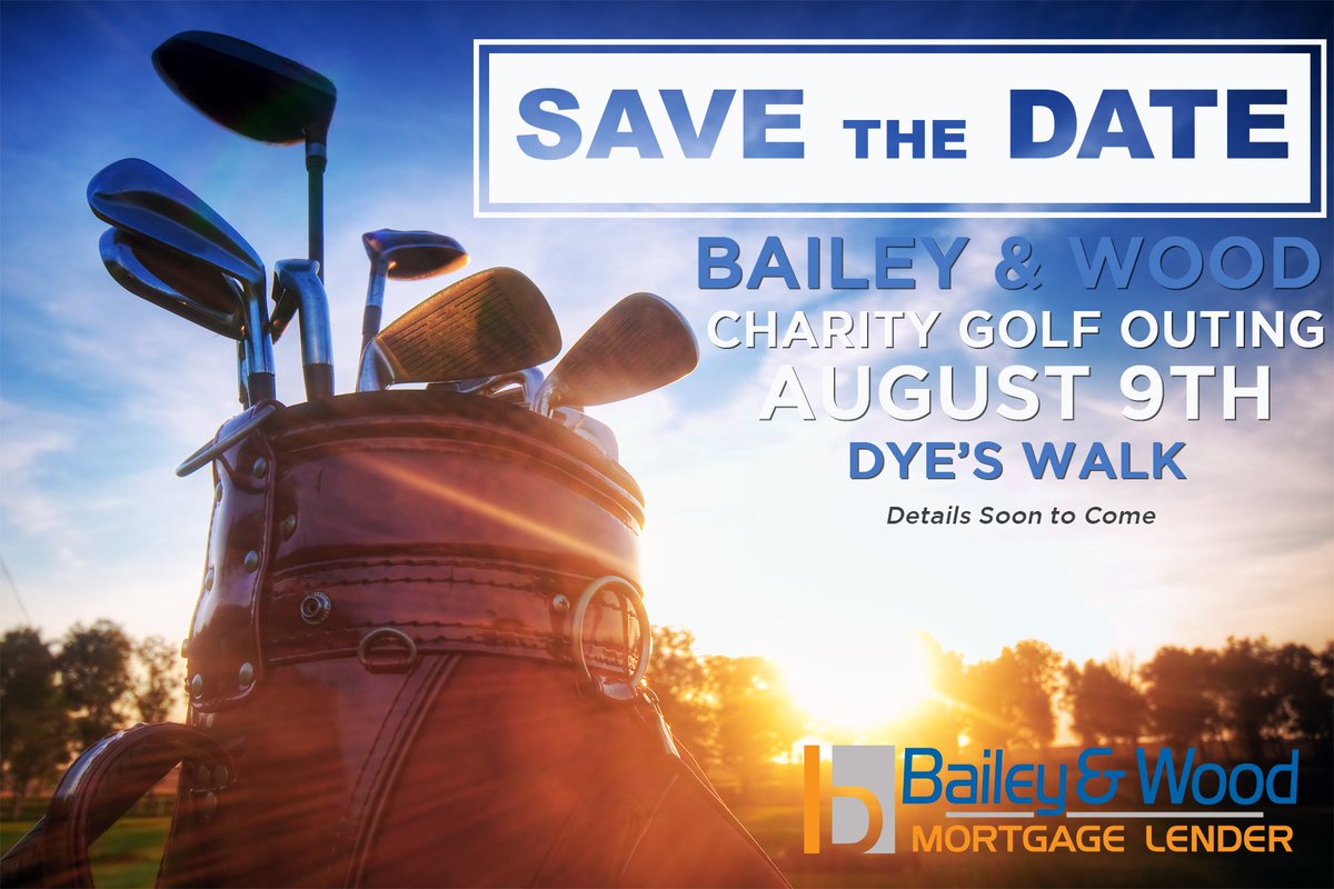 Time to start thinking of warmer weather and our annual golf outing! Be sure to mark your calendars for this year's outing: August 9th! Stay tuned to find out who our charity is for 2018. #BaileyAndWood