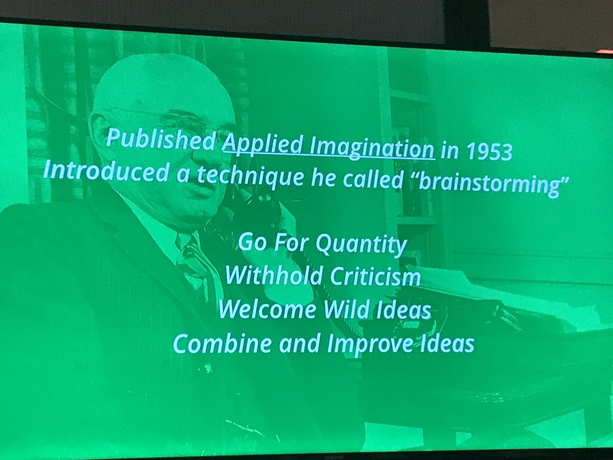 ErkanCalgary's tweet photo. Wisdom on brainstorming that's as true today as it was 65 years ago. @chrismurman 's talk at #SGCAN https://t.co/k8IV3SaNN1