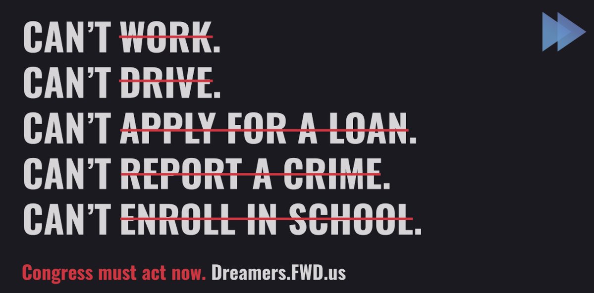 MoveOn's tweet photo. Without #DACA, Dreamers lose the ability to drive, work, apply for a loan, report a crime, or enroll in school. Stand #withDreamers today and &amp; urge Congress to #ProtectDreamers. We must not turn our backs on 800,000 people. 
https://t.co/zbnFs5Ln85 https://t.co/BsUmGSg2qU