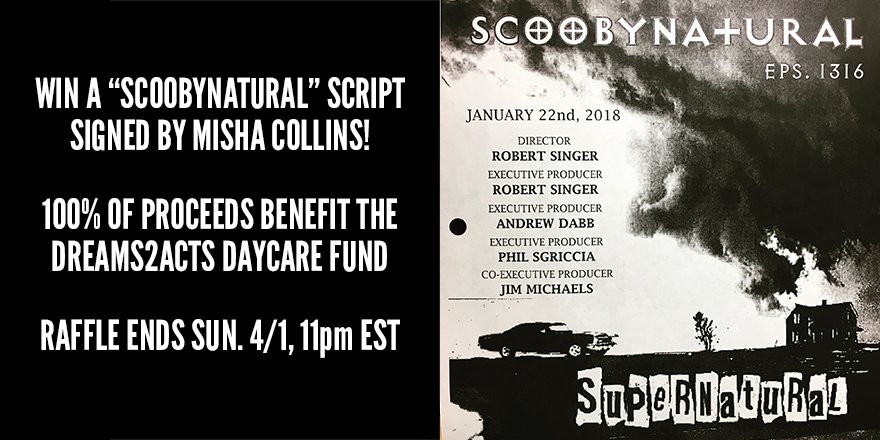 Stands's tweet photo. SOMEONE (@mishacollins) scribbled their name all over this #Scoobynatural script we had laying around. Want it? https://t.co/KtLjpOAaOA https://t.co/o1re5lBnbU