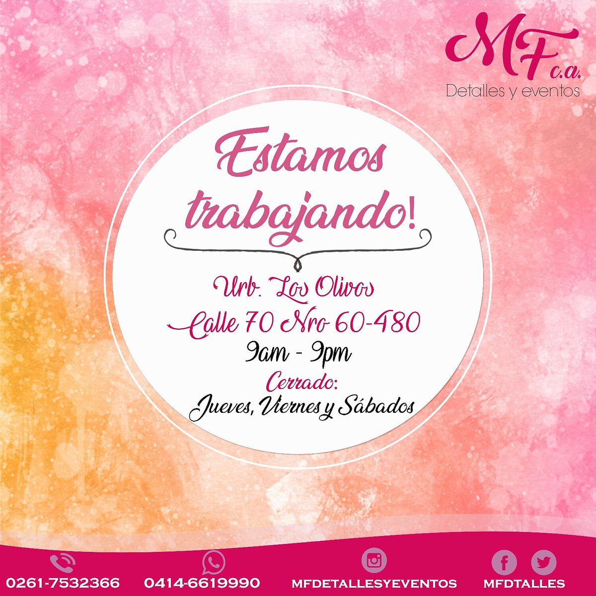 mfdtalles's tweet photo. Si buscas sorprender a esa persona especial recuerda que en #mfdetallesyeventos
Tenemos muchas opciones para obsequiar ❤❤ 
.
Estaremos cerrados los días miércoles jueves y viernes de semana santa.
.
#arreglosflorales #decofruta #peluches #chocolates #Maracaibo #26Marzo #amor https://t.co/Sl3QuGDSkT