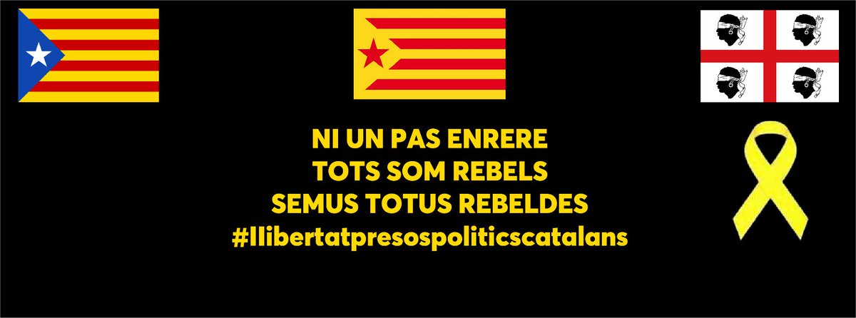 FGI_srd's tweet photo. Immàgine pro sa presentada de Facebook.

Iscarriga·la e pone·la in su profilu tou, in #solidariedade cun sa #Catalunya pro tzichirriare #LlibertatPresosPoliticsCatalans .

Solidariedade dae sa gioventude indipendentista de Sardigna. https://t.co/i7CwbAJwCr