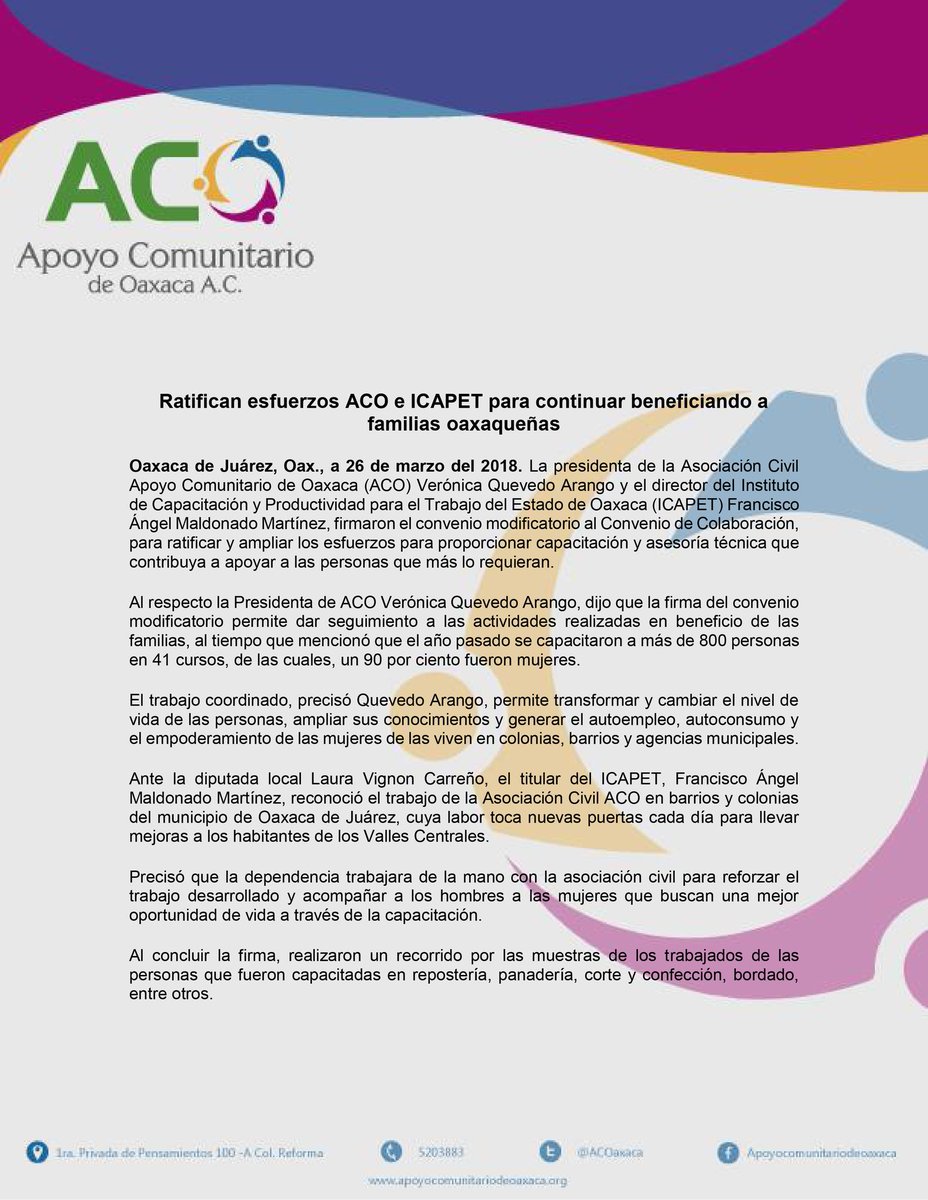 ACOaxaca's tweet photo. Ratifican esfuerzos @ACOaxaca e @ICAPET_GobOax para continuar beneficiando a familias oaxaqueñas https://t.co/rOltWvAGUT https://t.co/AzPX3EAkVa