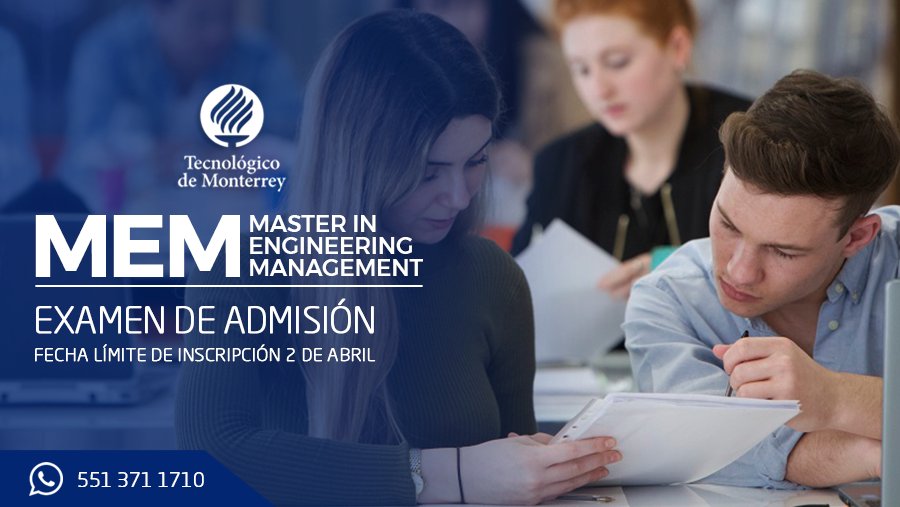 La Maestría en Gestión de la Ingeniería del Tecnológico de Monterrey te permite poner en práctica tus conocimientos a través de Networking con alumnos de diferentes áreas de especialidad, en empresas de diferentes regiones del país. 

Inf. gda.itesm.mx/posgrados/mast…