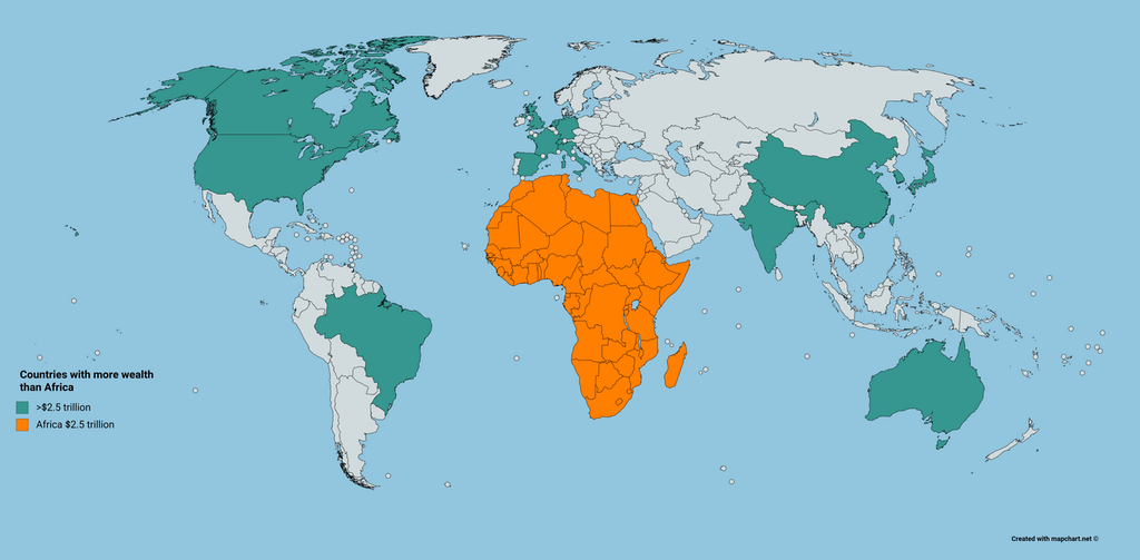 simongerman600's tweet photo. #Map shows which individual countries have more wealth than all African countries combined. Source: https://t.co/U6qYz5Hr2n https://t.co/5qk1jvDq4Q