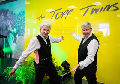 NLNZ's tweet photo. They are here. A wonderful opening to the Topp Twins exhibition last night. Make sure you come and see it. https://t.co/Xc3IHuZKX0 #ToppTwins #NLNZ https://t.co/zbv8o7p4a7
