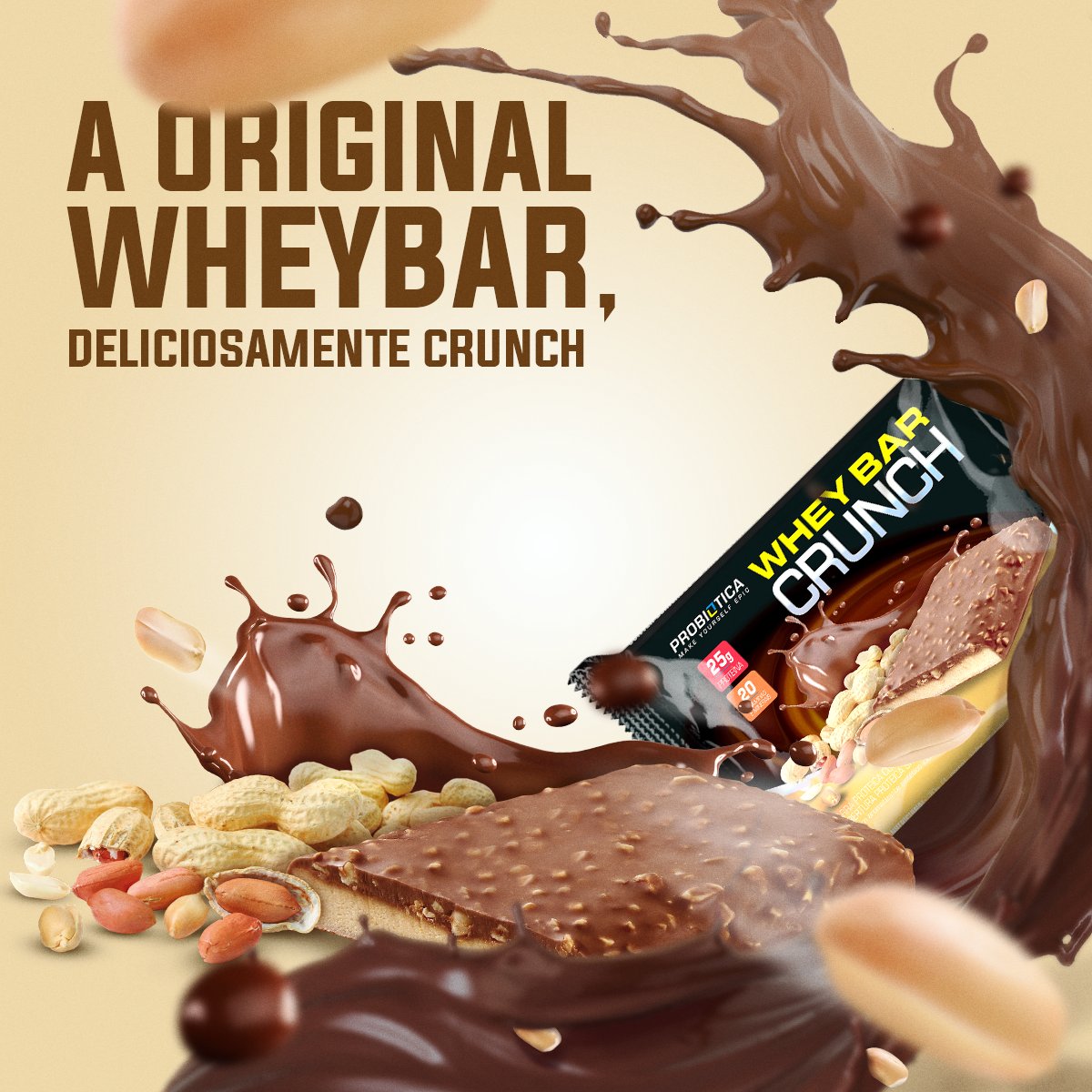 Probiotica_'s tweet photo. WheyBar Crunch contém proteínas tanto na cobertura quanto no recheio, fornecendo alto teor deste nutriente essencial, além de baixo teor de açúcar e adição de 20 vitaminas e minerais.A original WheyBar, deliciosamente crunch.
#Probiotica
#MakeYourselfEpic
#WheyBarCrunch https://t.co/7lgcVsLnCf