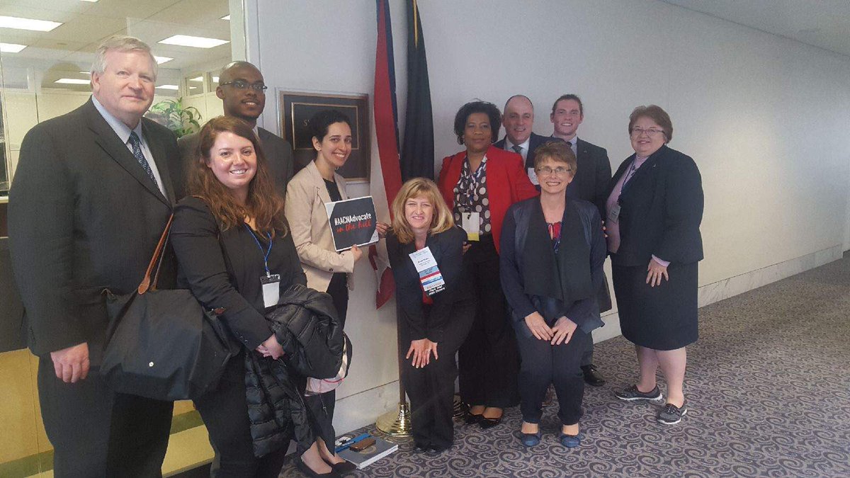 AUCONHS's tweet photo. Great visit at Senator Brown’s Office to promote AACN initiatives for Title VIII funding, NINR, opioid treatment and gun violence research.  @AACNAdvocacy https://t.co/7pNs6BL3IN