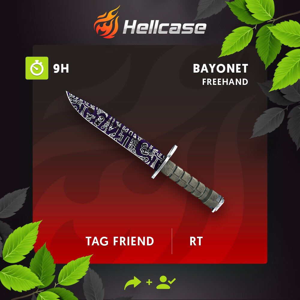 hellcase's tweet photo. 🔥Get daily money https://t.co/rSkv0LsJxK   
🔥Follow us + RT
🔥Tag your friend
💰The prize is Bayonet Freehand!
⏳A winner in 9h! https://t.co/jhIHHavJvY