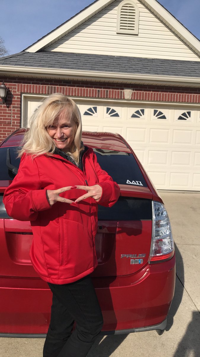 mwalllll's tweet photo. so my mom bought a used car just to drive back and forth to work and left the sorority sticker on the back. this woman is my idol. #rushadpi #firstfinestforever https://t.co/Ub5Y11fzia