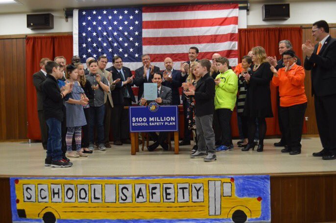 MDuerwaechter's tweet photo. @kaukaunasd at Victor Haen Elem. Hosted the signing of the School Safety Bill today. Authentic learning for our 4th graders. Along with many distinguished guests including the Governor our kids &amp; staff had a special experience #kaukaunastrong  Thank you @hemagness &amp; team 🧡🖤💯 https://t.co/Ukf17zOi5N