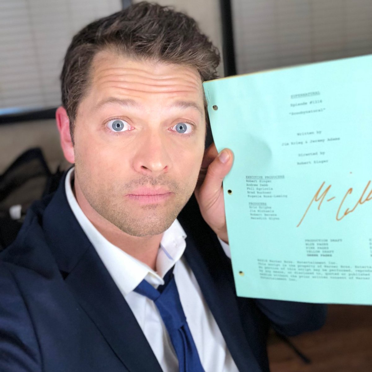 mishacollins's tweet photo. What can I say? Vandalism just comes super natural to me! (I would've gotten away with it, too, if it weren't for those meddling shirts...) https://t.co/TsCZMFWuIt https://t.co/OlHoaMXsPM