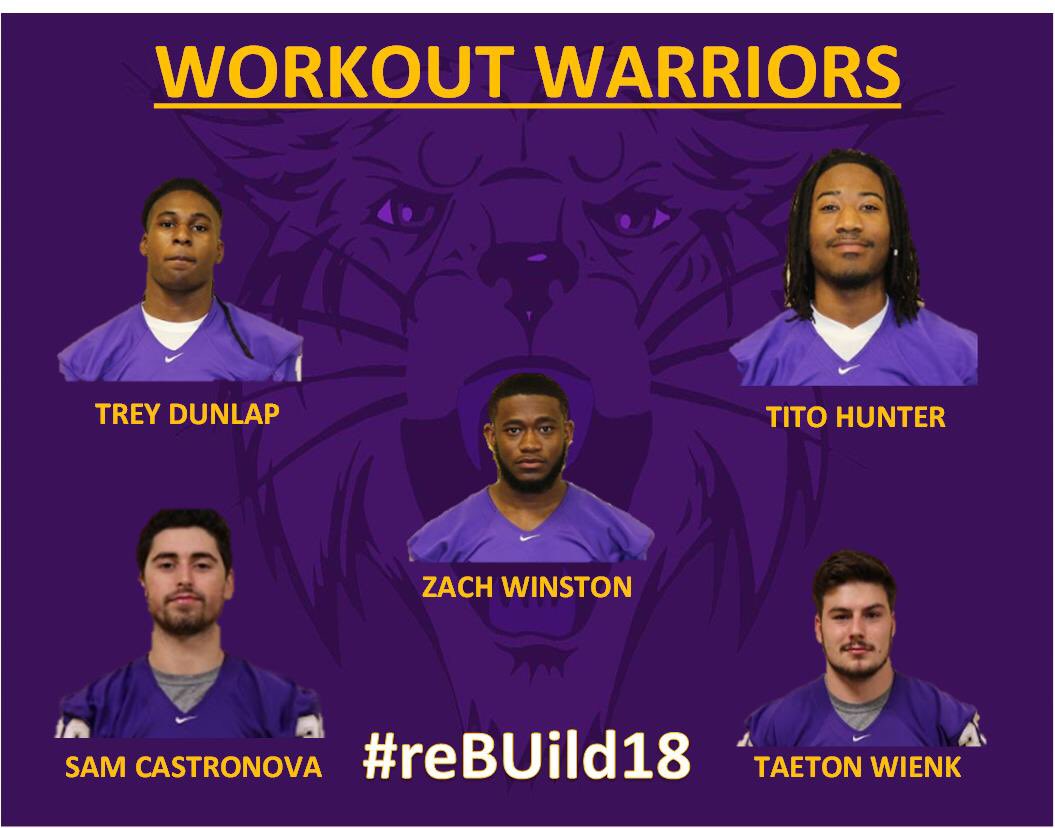 BU_FootballTN's tweet photo. Proud to announce our weekly Workout Warriors! These guys set the standard. #reBUild18 #RestoreTheB https://t.co/OOocaySlgr