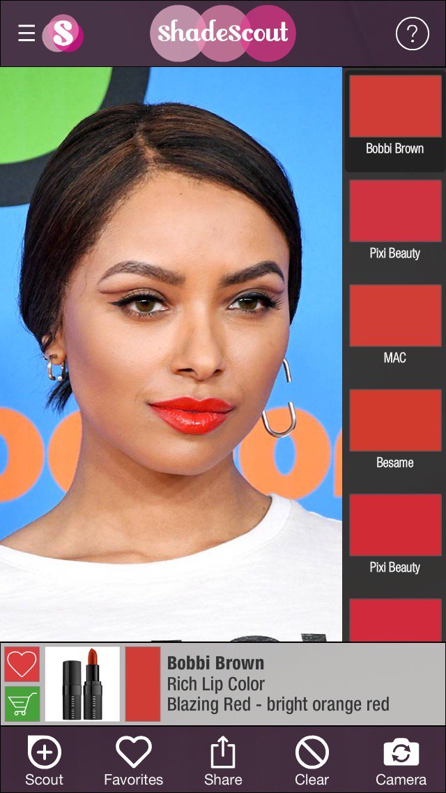 We love #KatGraham's bright #redlips on the #KidsChoiceAwards #redcarpet Find any shade & #getthelook w/ #ShadeScout. #AugmentedReality #NickelodeonKidsChoiceAwards #Nickelodeon #beauty #getthelookforless #visualsearch #FaceCake #beautyinspo #MakeupMonday