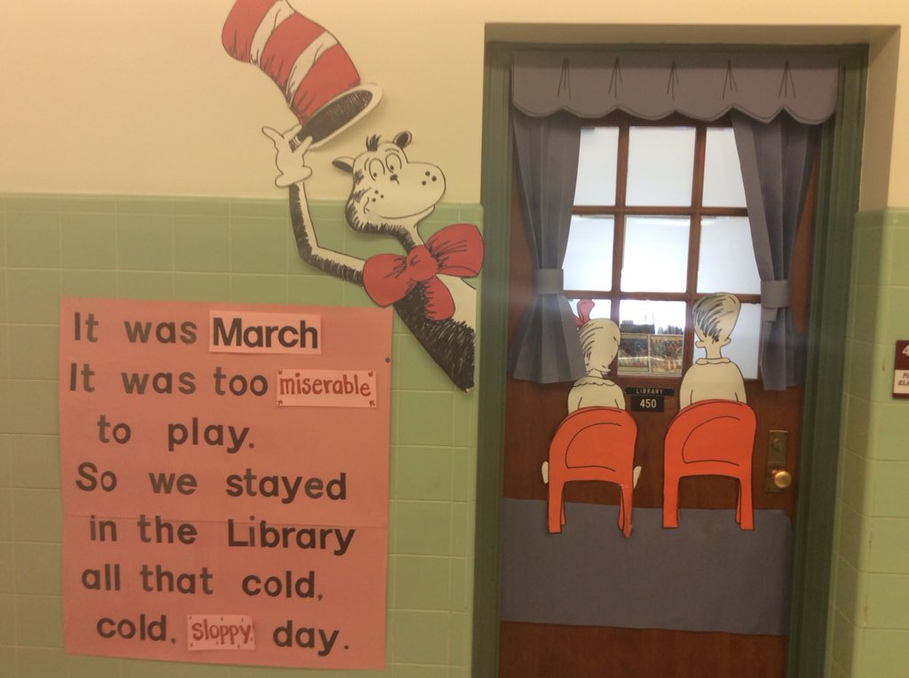 ScotsmenPride's tweet photo. March is coming to an end and The Dundee Elementary Library is ready for April to begin... are you?

 #dundeescots 
.
#April #family #friends #fun #dundeescots #learning #library #loveoflearning #love #scotsmenpride #drseuss https://t.co/2zyNq4xddt