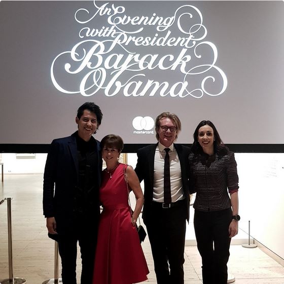 wfebroadbent's tweet photo. A great night and a very special one for @SaxtonSpeakers LtoR: @DocJordy (Master of Ceremonies) @nanettemoulton Michael Rivette and @HollyRansom (Who interviewed President @BarackObama) Well done Holly and Jordan on a fabulous event! https://t.co/w3zNpEFXcb