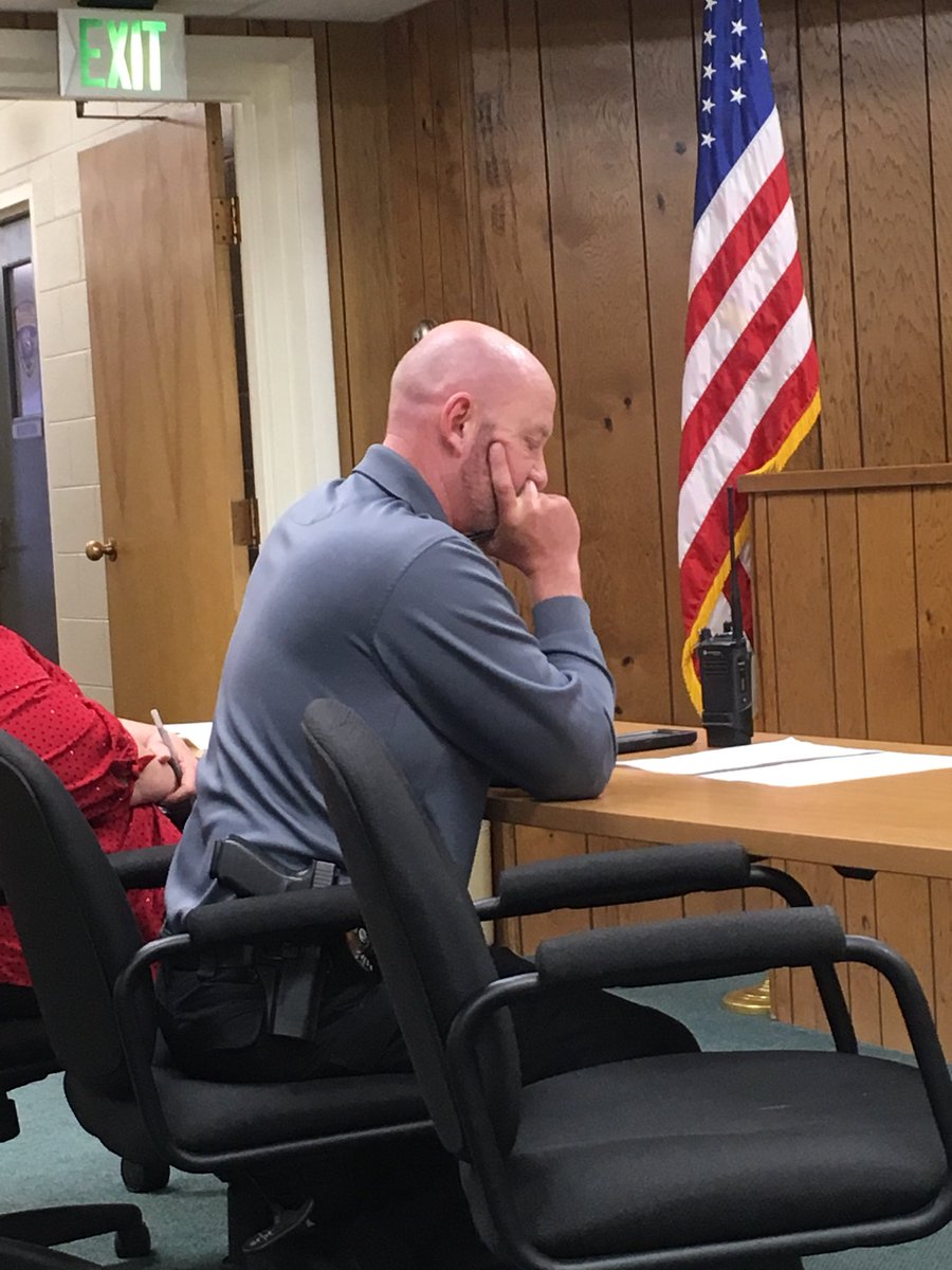 This is #ChiefTravisAnderson of the @Brushpolice  dept. he can only give certain updates to council on some cases- just not the case of the councilors car that was vandalized- he’s a #veryimportant #busyman with important #cops duties like #unlawfularrests and staring at tables
