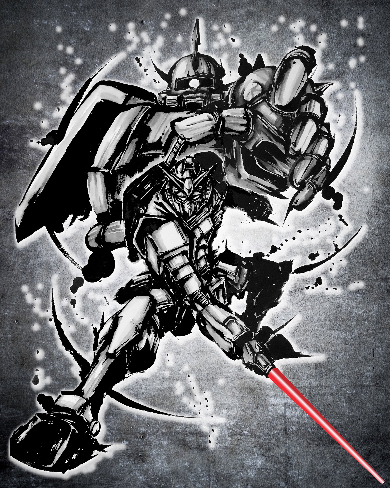 ☆568 安彦良和 直筆サイン入り リトグラフ「機動戦士ガンダム」複製原画