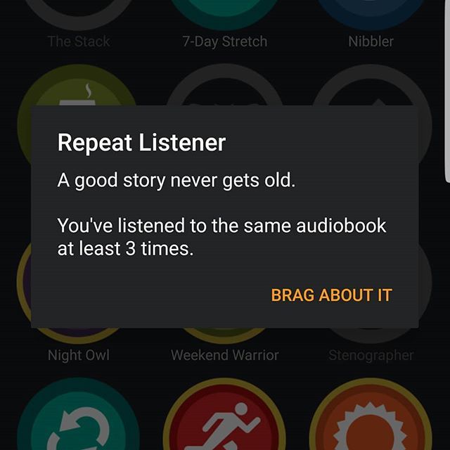 vr0d's tweet image. An Audible badge, earned solely because listening to "The Shining" in one ear helps me handle the chaos that is Trader Joe's. Mostly the first half, which is flowy and descriptive. ift.tt/2GeB95E