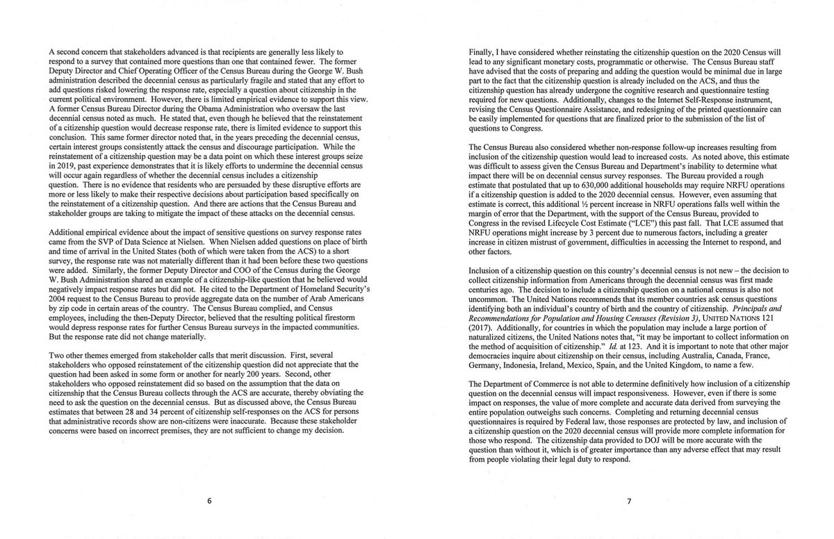 mcpli's tweet image. BREAKING: Commerce Secretary Wilbur Ross sends letter stating that citizenship question will be reinstated on the 2020 Census.