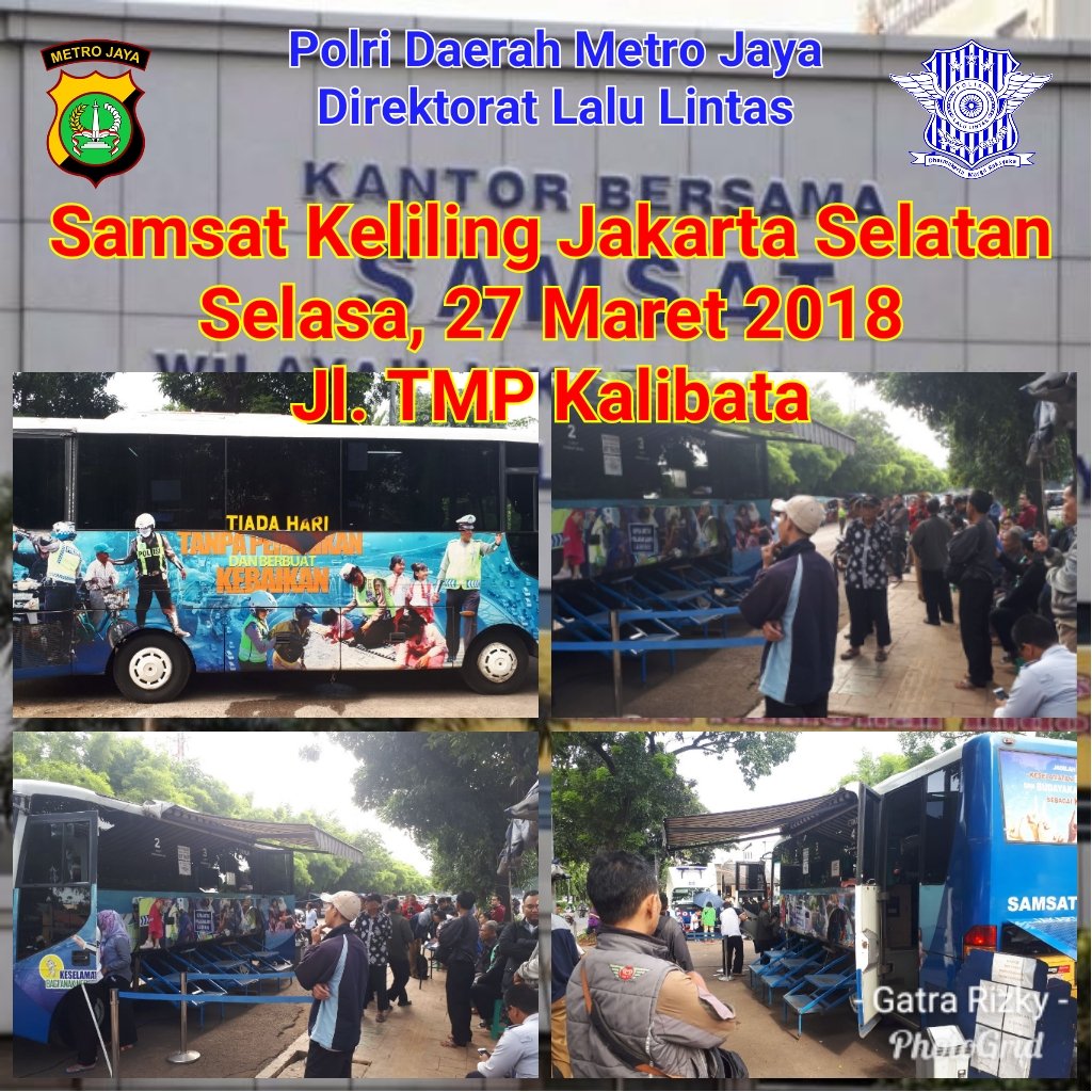 HermantoSh0303's tweet photo. Assalamu'alaikum Wr Wb
Pelayanan Samling Sam-Sel. 
Selasa, 27 Maret 2018. Jam 08:00 wib s/d 14:00 wib. Lokasi Depan Pol Pos TMP Kalibata. @TMCPoldaMetro 
@Sosmed_ntmc 
@NTMCLantasPolri 
@samsatmetrojaya 
@kring_pajak 
@HumasPajakJkt 
@Restro_Jaksel 
#bprddki https://t.co/wcAg0otXvv