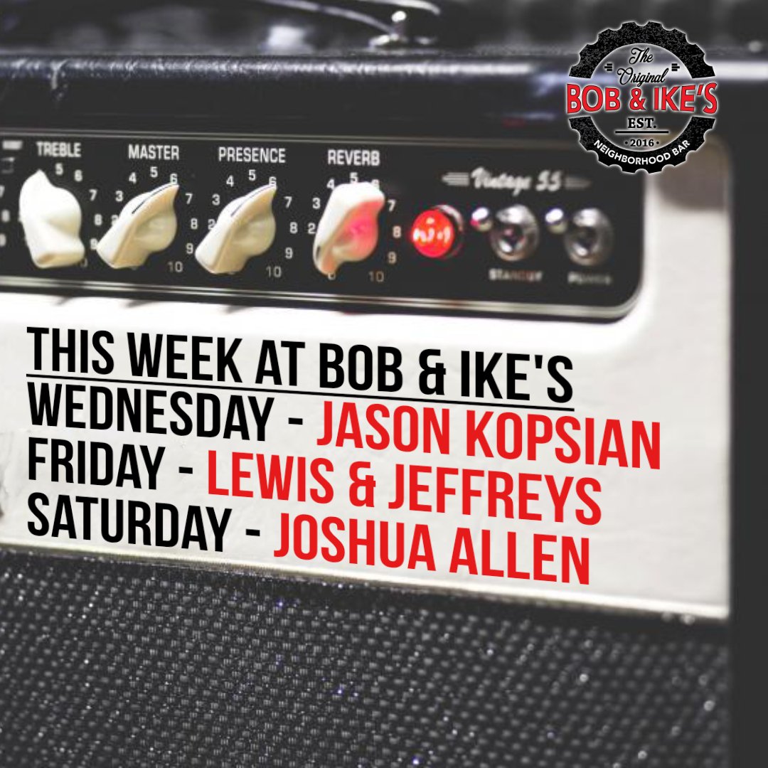 Check out our music lineup for the week! #BobAndIkes #SGF