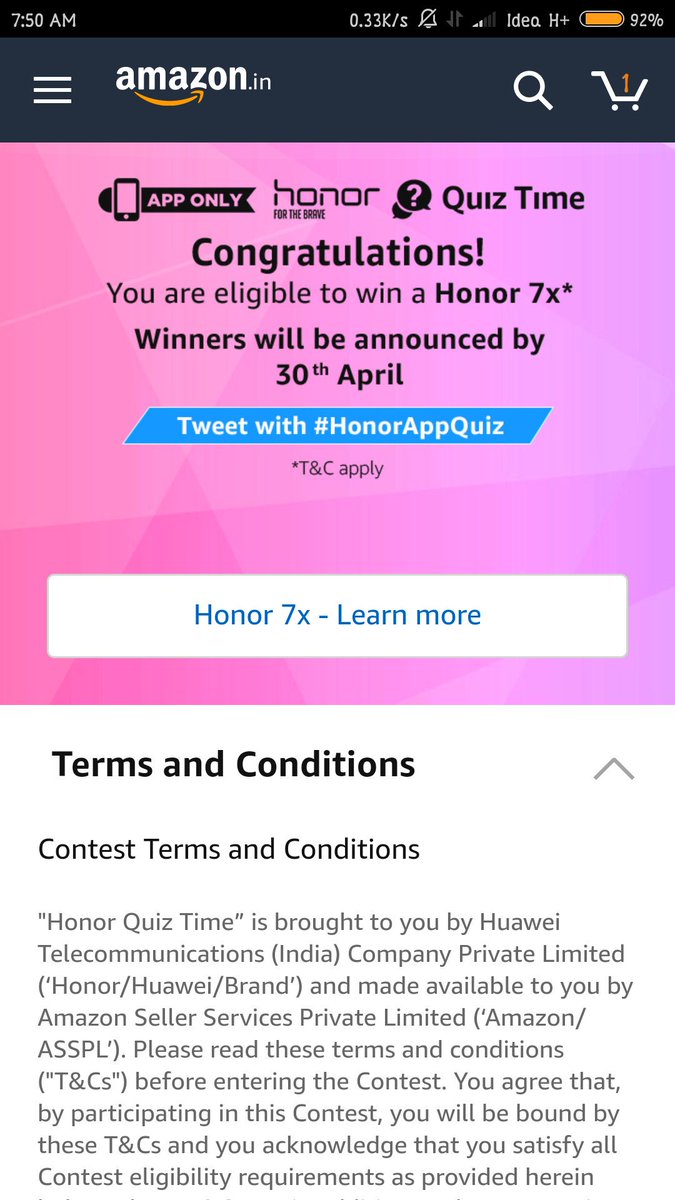 #HonorAppQuiz @safvankhan75