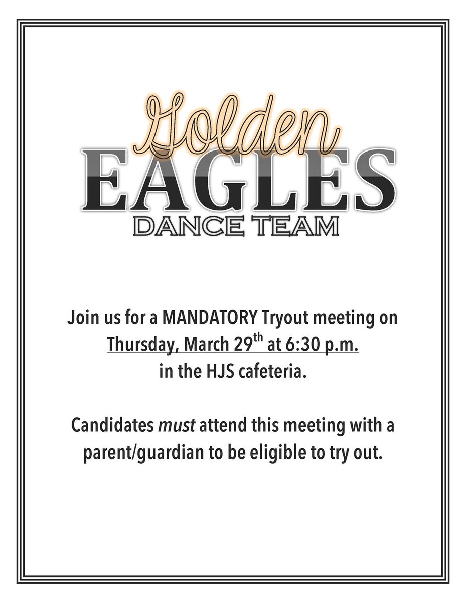 Hjs Eagles On Twitter Mandatory Tryout Meeting For The