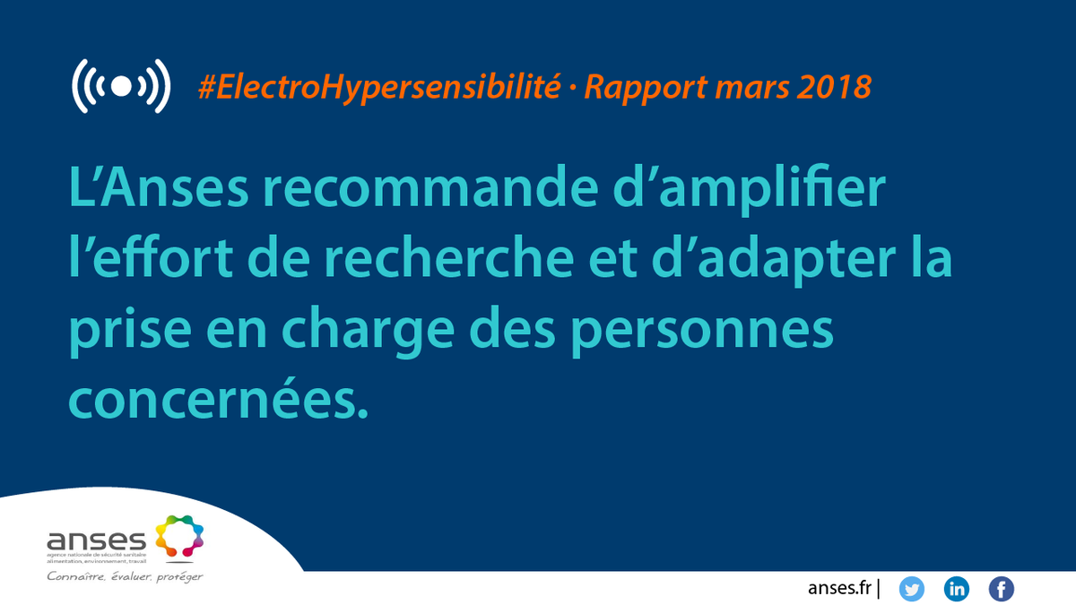 Anses_fr's tweet photo. [#ElectroHypersensibilité] L’@Anses_fr publie les résultats de son expertise relative à l’hypersensibilité aux ondes électromagnétiques.
➡https://t.co/1QcgcL4ZPL https://t.co/DCaLrsdJfu