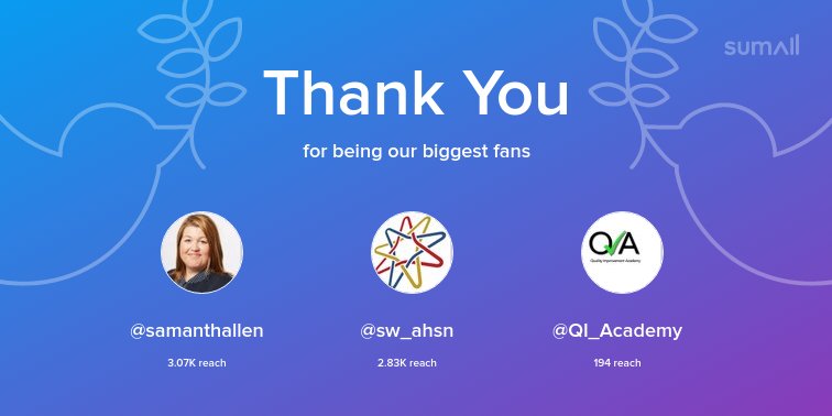 Suzanne Tracey (@suztraceynhs) on Twitter photo Our biggest fans this week: <a href="/samanthallen/">Sam Allen 💙</a>, @sw_ahsn, <a href="/QI_Academy/">Exeter QI Academy</a>. Thank you! via sumall.com/thankyou?utm_s… Our biggest fans this week: <a href="/samanthallen/">Sam Allen 💙</a>, @sw_ahsn, <a href="/QI_Academy/">Exeter QI Academy</a>. Thank you! via sumall.com/thankyou?utm_s…
