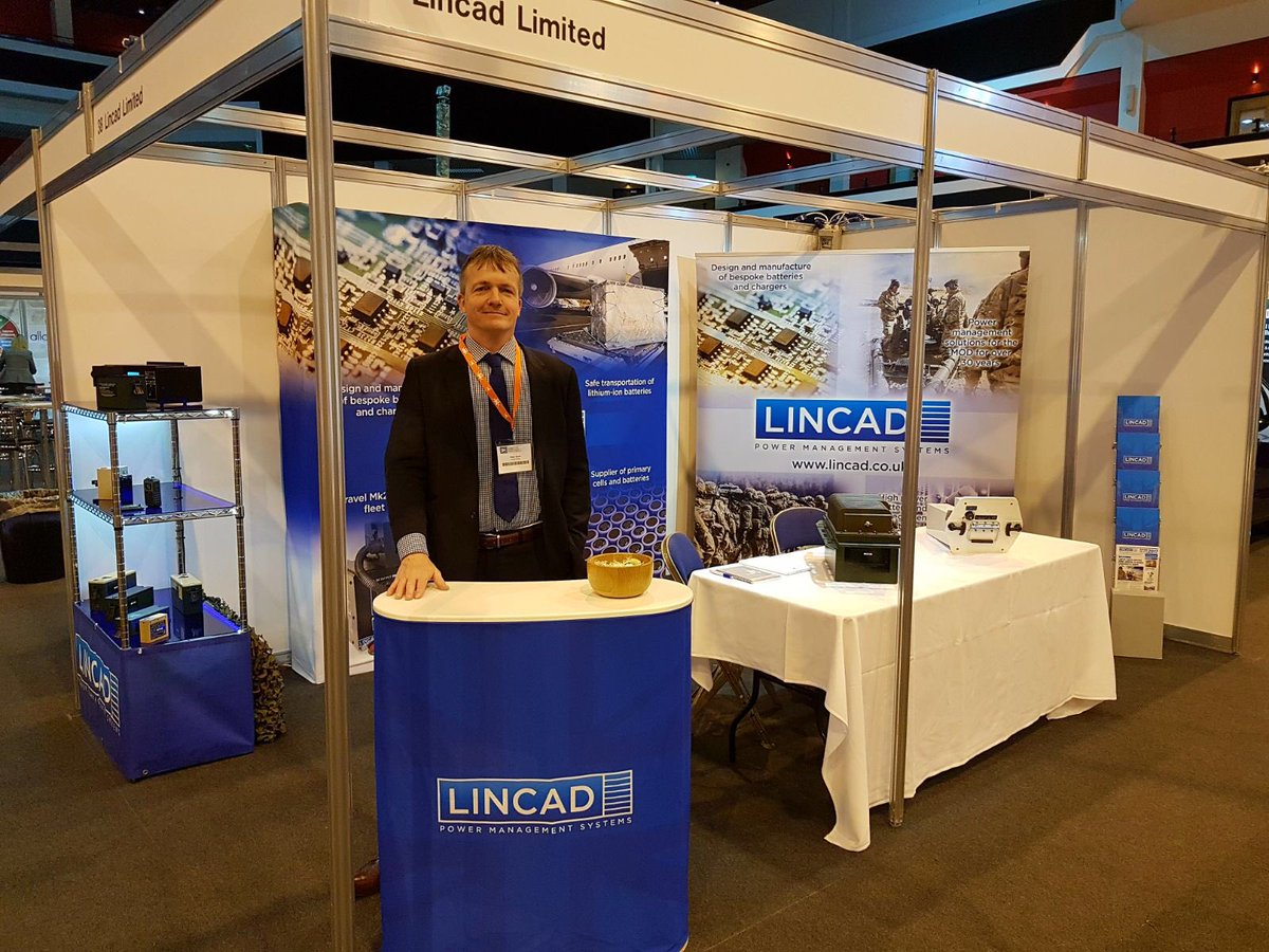 LincadLtd's tweet photo. Lincad all set @DPRTE to discuss your power management requirements. One of the leading battery and charger specialists in the UK, come and find us on stand 38 #DPRTE2018 #defencetech #batterytech https://t.co/tA0C7FeYTB