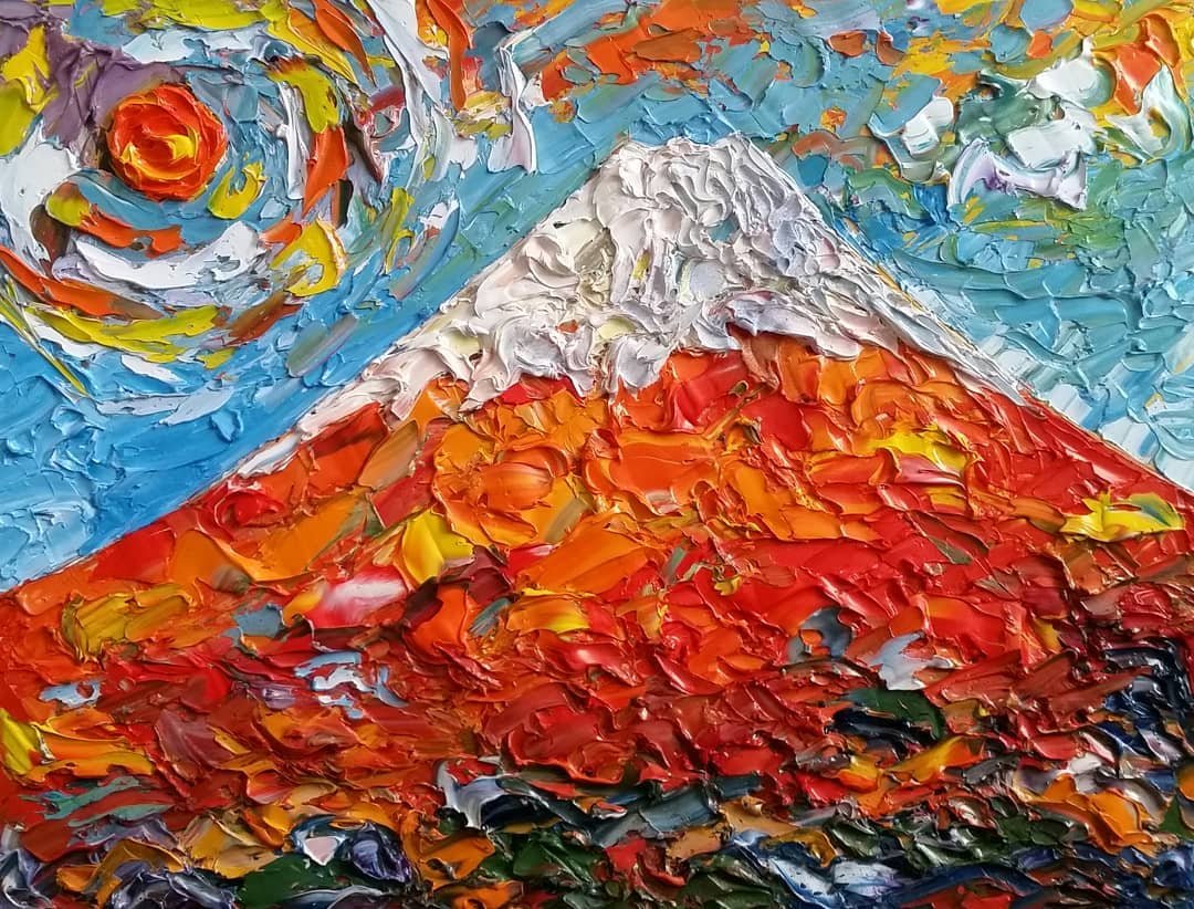 中谷雄大 油絵 尾出川カズヤ アクリル画 F6号の油絵 富士山 Fuji Oil Painting 赤富士 風景画 富士山 油絵 油彩画 富士山の絵 赤富士の絵 絵画 画家 紅富士 紅富士の絵 紅富士の絵画 油彩 アート アーチスト 中谷雄大 Dynamism Art