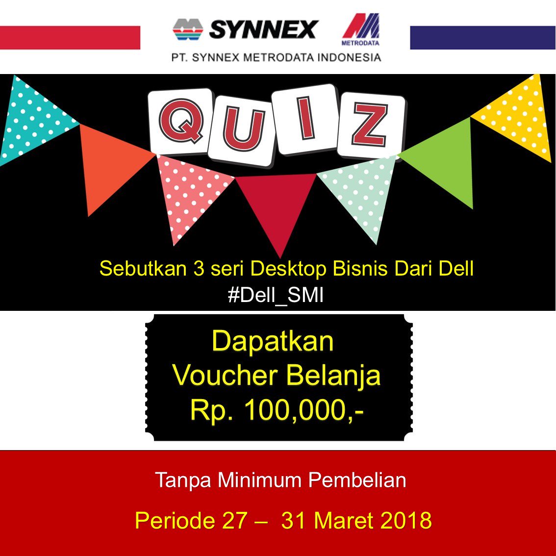 #itsquiztime Sebutkan 3 Seri Desktop Bisnis dari Dell #Dell_SMI

Jawaban dikirim melalui Message di Facebook Fan Page Synnex Metrodata Indonesia. Selamat menjawab semua dan mimin tunggu hingga 31 Maret 2018. Keaktifan mempengaruhi hasil akhir yah 😘