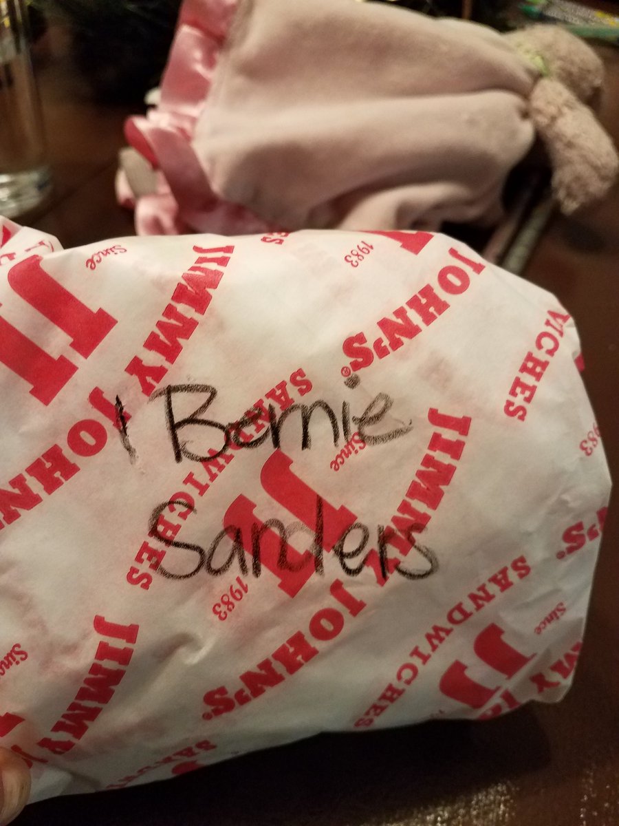 SheIsCecelia's tweet photo. Shout out to @jimmyjohns for continuing my support for the great Bernie Sanders. Should have been you, Bernie! I'm still feeling the Bern! @SenSanders https://t.co/cC7ISNKgB5