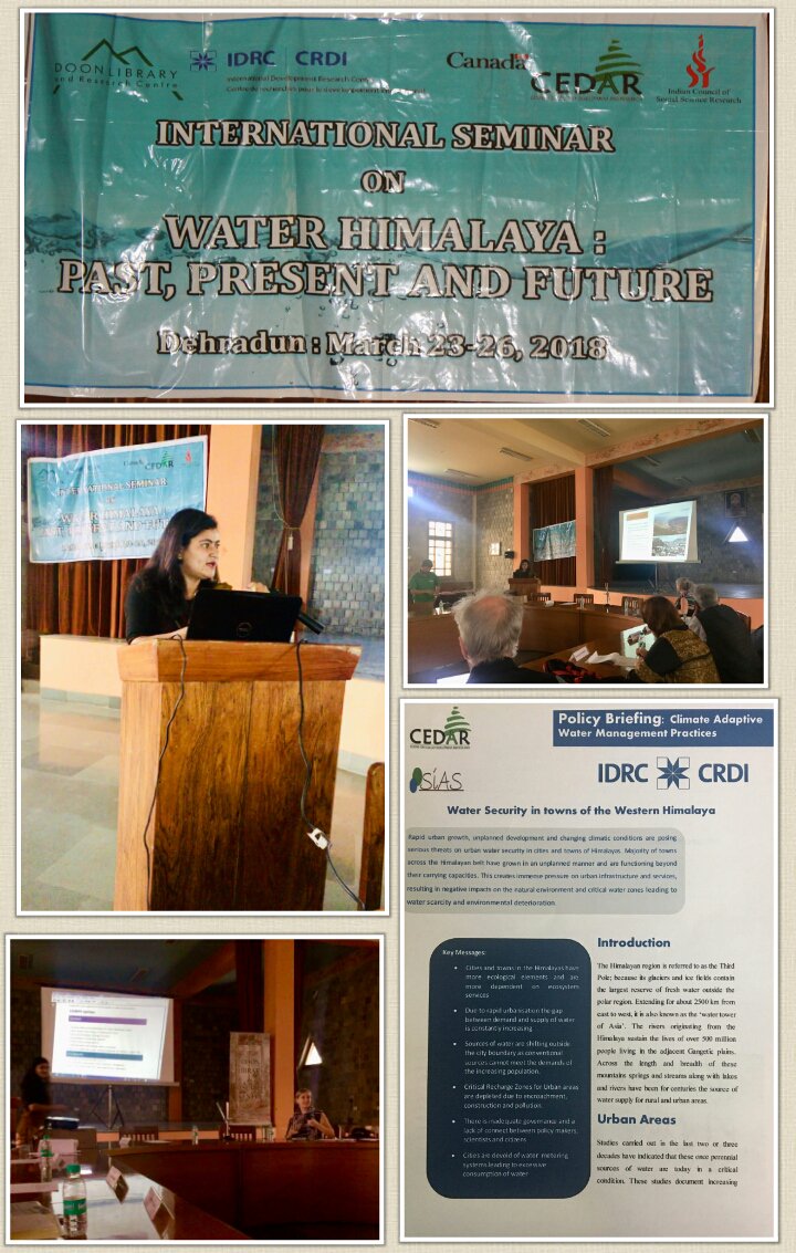 cedar_himalaya's tweet photo. Policy brief release- Climate Adaptive Water Management Practices (CAMPS) on โWater Security in towns of Western Himalayasโ in an international seminar on Water Himalayas: Past, Present and Future #IDRC #SIAS #HiAWARE #ESPA #ICLEI https://t.co/bZhViV10rS