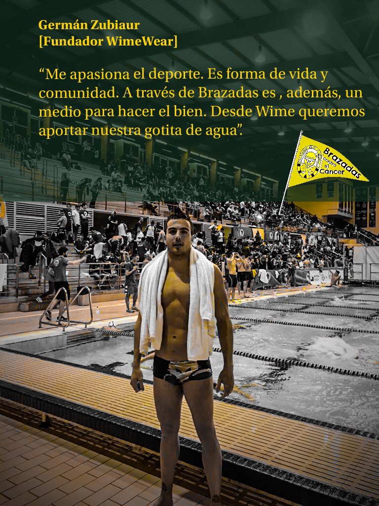 Otro gran #embajadorBrazadascontraelcáncer c/ gran #corazónsolidario q aporta su ilusión y trabaj #contraelcáncer #infantil 
Gracias a Germán Zubiaur y a todo el equipo d  #WimeWear x aportar tanto a esta causa solidaria.
Próx podremos daros alguna alegría junt al equip de #Wime