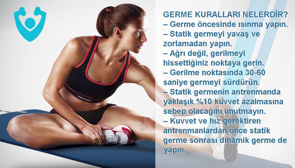 cmeclisi's tweet photo. Germe Kuralları Nelerdir?
– #Germe öncesinde ısınma yapın.
– Statik germeyi yavaş ve zorlamadan yapın.
– Ağrı değil, gerilmeyi hissettiğiniz noktaya gerin.
– #Gerilme noktasında 30-60 saniye germeyi sürdürün. https://t.co/i6SSAjgzvu