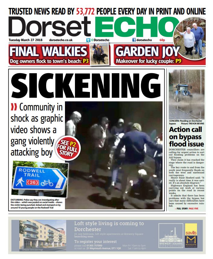 FRONT: The community has been left in shock after a ‘sick’ video emerged showing a gang of youths violently attacking a 15-year-old boy in #Weymouth dorsetecho.co.uk/news/16117338.…
