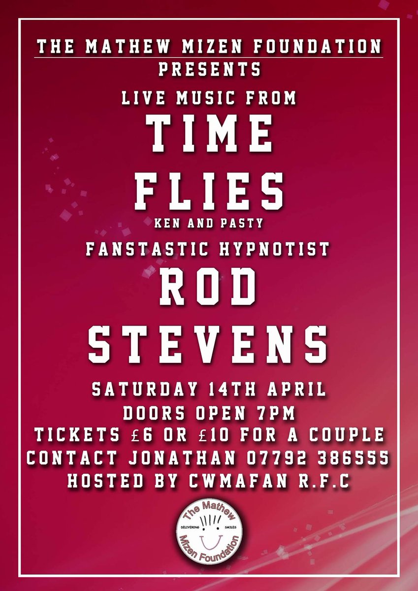 Please join us at Cwmafan rfc on 14th April to support a great foundation that keeps giving in the village . #deliveringsmiles  #Themathewmizenfoundation