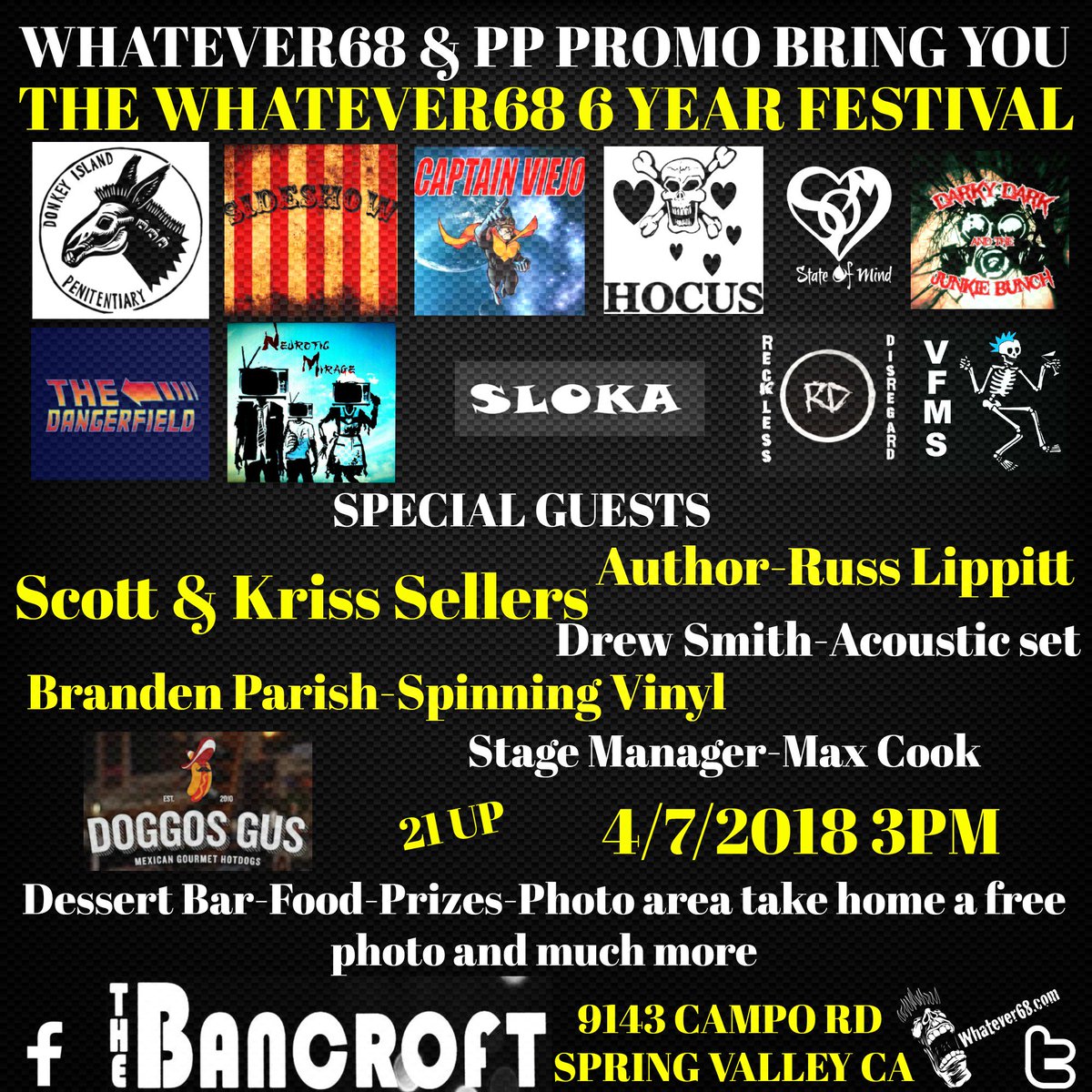 pppromorecords's tweet photo. NO PunkrPrincess Whatever Show for the next 2 weeks hope to see ya Saturday 4/7 at the Whatever68 Radio 6 Year Celebration Festival we have some great acts and lots of fun for ya!
#supportthescene #we68 #whatever68 #pp #punkrprincess #unsignedmusic #localbands #supportlocal https://t.co/Lc94ckbZdP