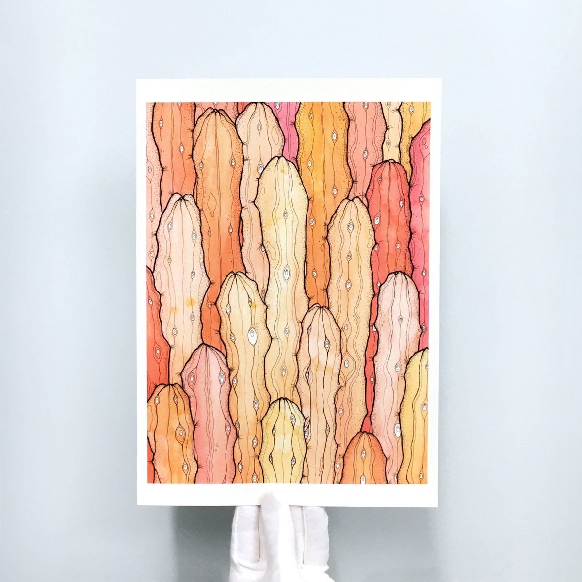 A field of cacti by Emily Beasy Illustration - check out her profile for more of her quirky delights! 
Printed on Hahnemühle Bamboo.
#fineartprinting #fineartprints #imagescience #illustratorsaustralia #cactus