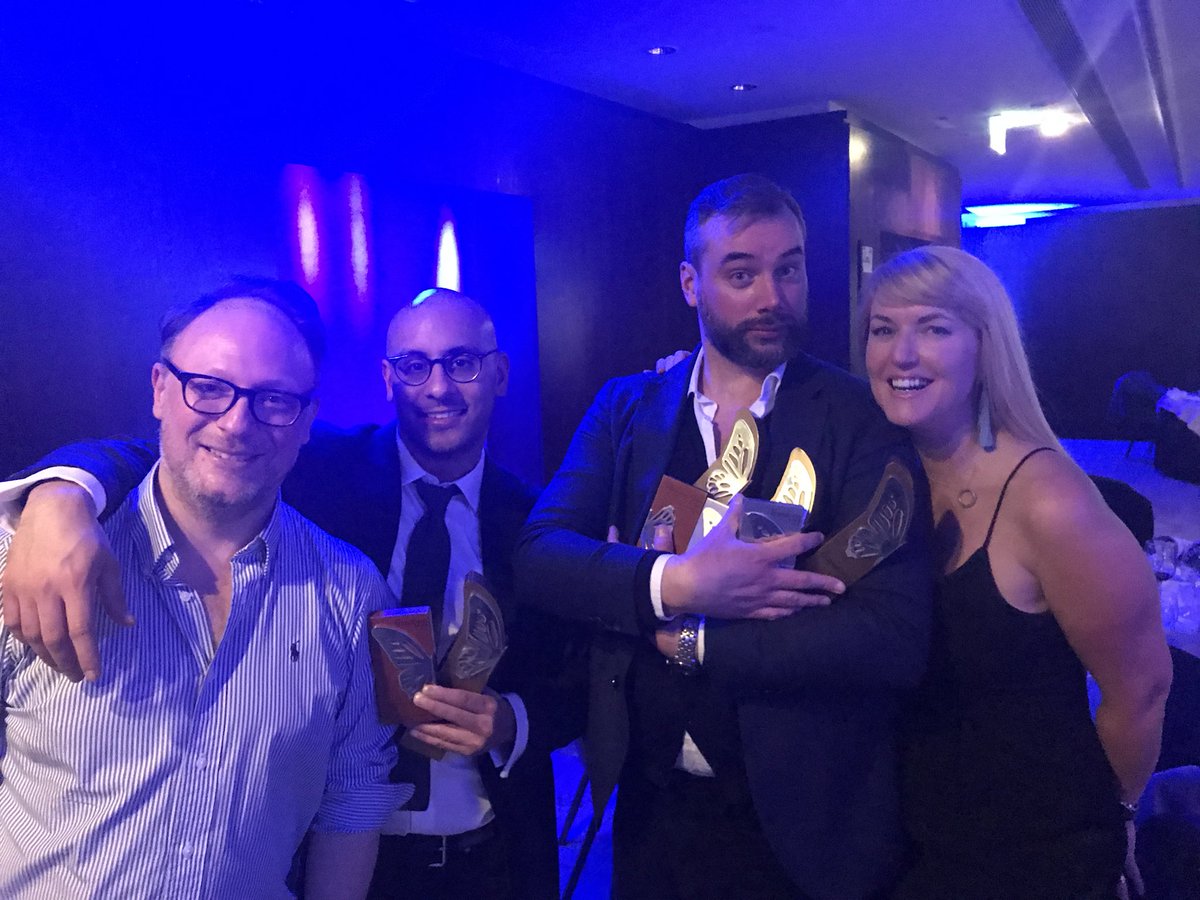 NicholaSeeley's tweet photo. Not a bad start to the week. The awards were stacking up at Transform Europe Awards last night. Kudos to the @ProphetBrand team and our work with @AddikoBankHR &amp; @FIAFormulaE #design #branding #TransformEuro @TransformEvents @TransformSays https://t.co/jkilmiqJRh