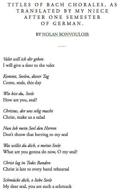 bojanadimkovic's tweet photo. Titles of Bach chorales 😂 https://t.co/E32NLyCBEF