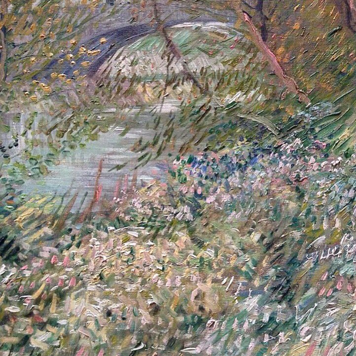 FreolicLingerie's tweet photo. Spring in London today looks exactly like on a painting of Vincent Van Gogh, “River Bank in Springtime”, 1887 #freolicworld #mood #inspiration https://t.co/hwY3Lg4mCG